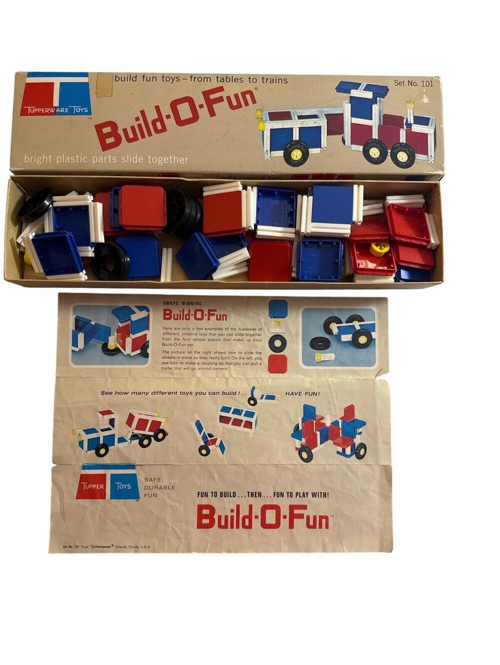 Tupperware Toys Build-O-Fun Set 101 Vintage Boxed Toy With Instructions